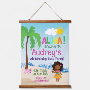 Aloha Luau Geburtstag Wandteppich Mit Holzrahmen