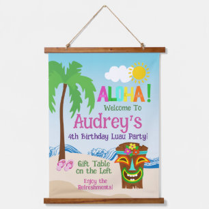 Aloha Luau Geburtstag Wandteppich Mit Holzrahmen