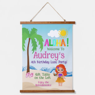 Aloha Luau Geburtstag Wandteppich Mit Holzrahmen