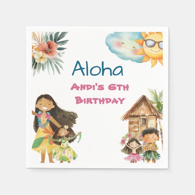 Aloha Luau Kids Birthday  Serviette (Vorderseite)