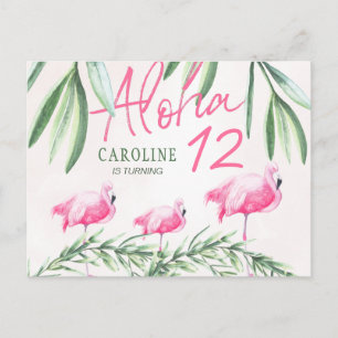 Aloha Luau Lass uns Flamingle tropische Geburtstag Postkarte