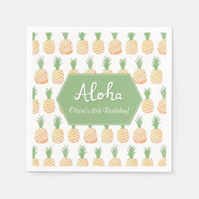Aloha Luau Pineaple Geburtstagsparty Napkins Serviette (Vorderseite)
