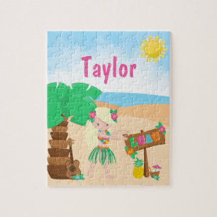 Aloha Luau Strand Blondhaar Mädchen Puzzle