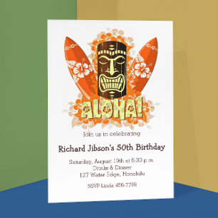 Aloha Luau Tiki Mask Strandparty Einladungen