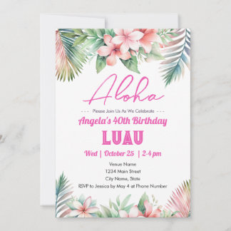 Aloha Luau Tropical Erwachsene Geburtstag Einladung