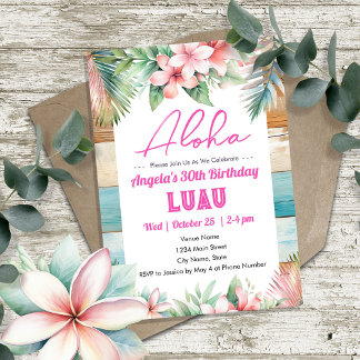 Aloha Luau Tropical Erwachsene Geburtstag Einladung
