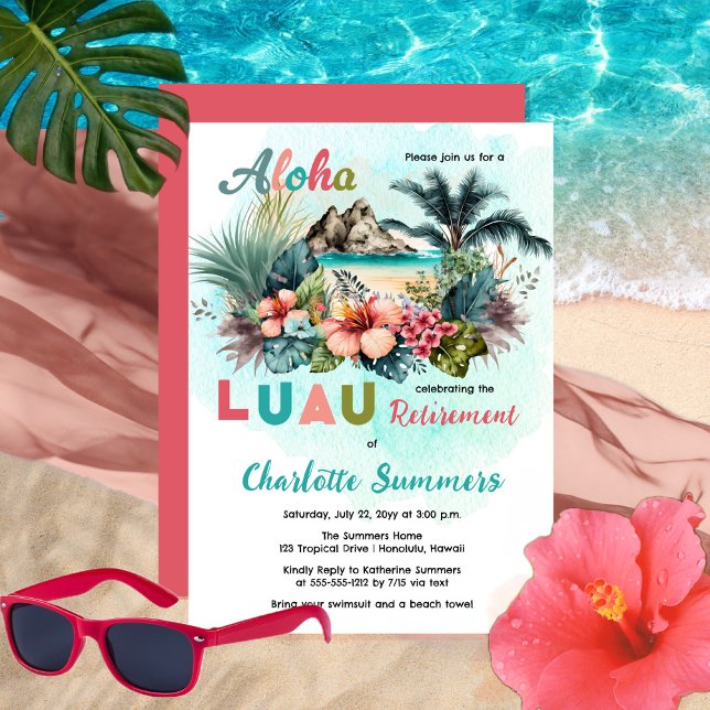 Aloha Luau Tropical Island Beach Retirement Party Einladung (Von Creator hochgeladen)