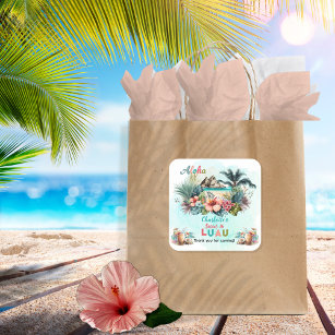 Aloha Luau Tropical Island Beach Sweet 16 Party Quadratischer Aufkleber