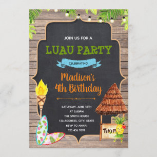 Aloha-Luau-tropische-Sommer-Geburtstags-Shower-Kar Einladung