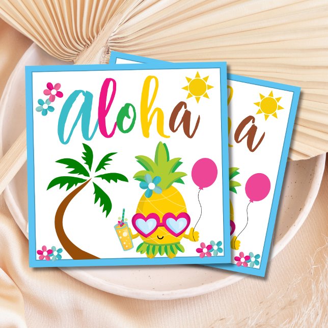 Aloha Luau Tropisches Ananas-Party Serviette (Von Creator hochgeladen)