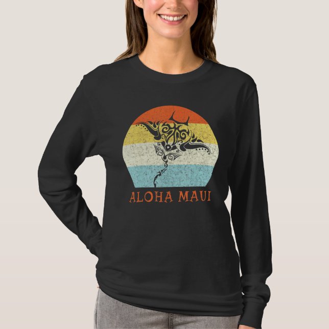 Aloha Maui Vintag Hawaiian Island Stingray T-Shirt (Vorderseite)