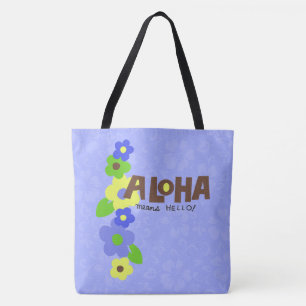 Aloha Means Hello Hawaiian Hibiskus Beach Bag