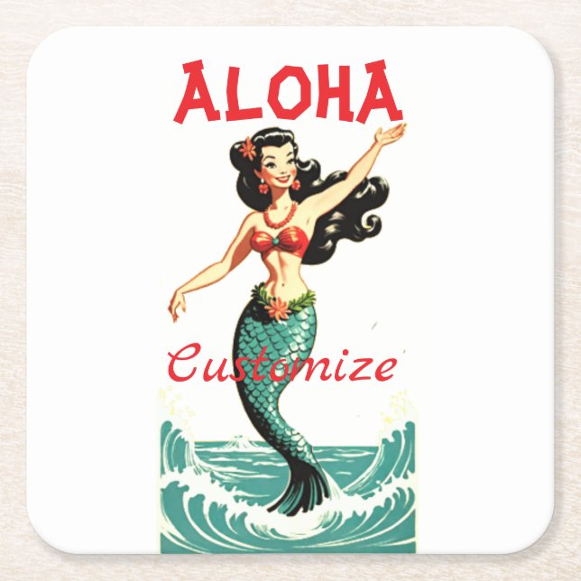 Aloha Mermaid Thunder_Thunder_Cove Rechteckiger Pappuntersetzer (Vorderseite)