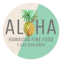 Aloha mit Ananas, grün und beige Leinen