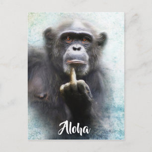 Aloha Mittelfinger Lustiger Affe Anstößig Postkarte