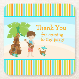 Aloha Niedlich Brown Hair 'Danke für das Kommen' Rechteckiger Pappuntersetzer