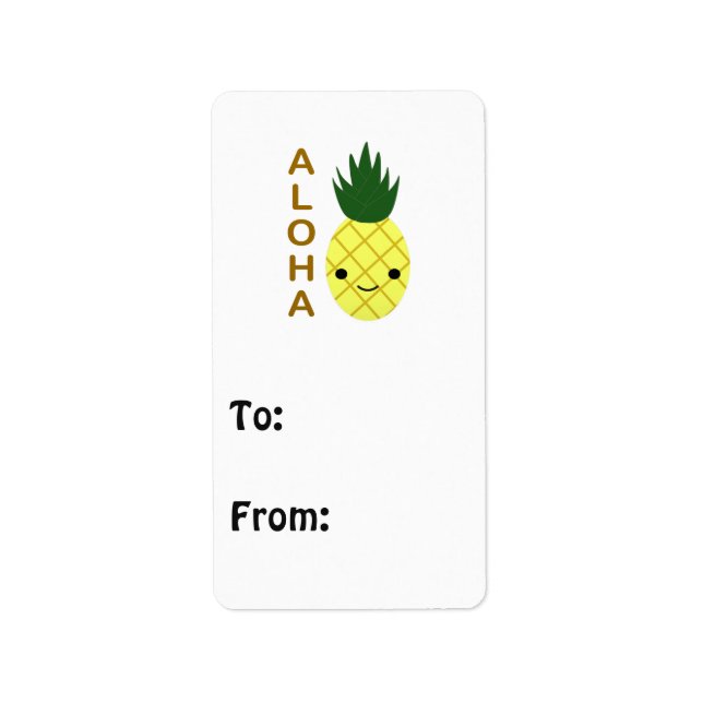 Aloha Niedlich Kawaii Ananas Adressaufkleber (Vorne)