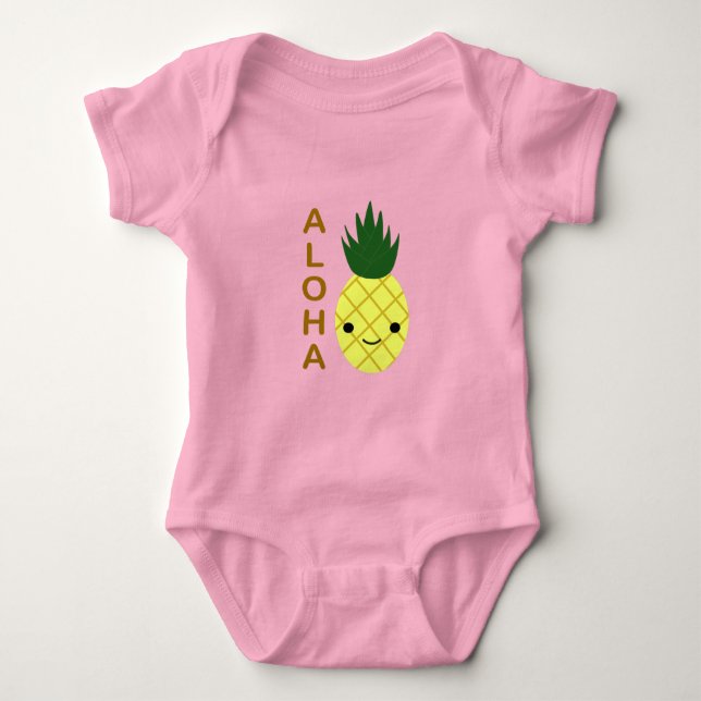 Aloha Niedlich Kawaii Ananas Baby Strampler (Vorderseite)