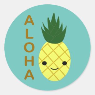 Aloha Niedlich Kawaii Ananas Runder Aufkleber