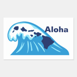 Aloha Ocean Wave Hawaiian Rechteckiger Aufkleber