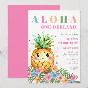 Aloha Onederland Tropische Ananas 1. Geburtstag Einladung