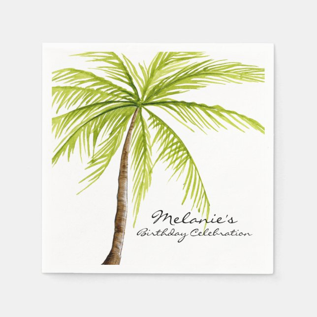 Aloha Palm Tree Island Beach Tropical Birthday Serviette (Vorderseite)