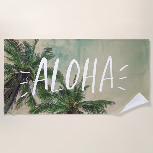 Aloha Palm Trees Strandtuch (Vorderseite)