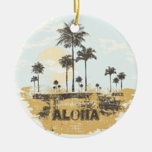 Aloha Palme-tropische Weihnachtsverzierung Keramik Ornament