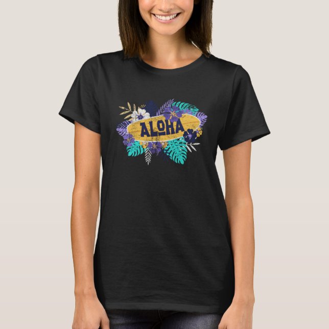 Aloha Palms & Surf Board T-Shirt (Vorderseite)