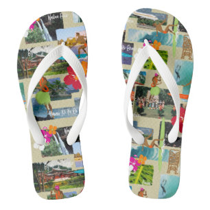 Aloha Paradise Hawaiianische Vintage Postkarte Flip Flops