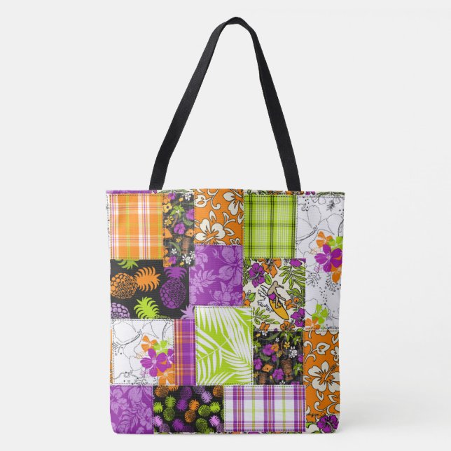 Aloha Patchwork Hawaiian Beach Bag - Violet (Vorderseite)