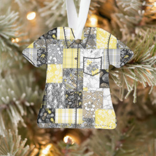 Aloha Patchwork Hawaiian Tropical Aloha Shirt-Gray Ornament