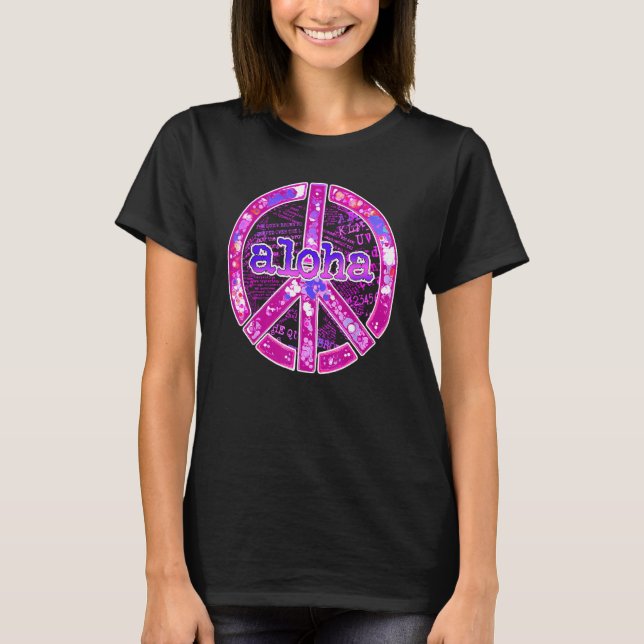 Aloha Peace Sign Pink Design T-Shirt (Vorderseite)