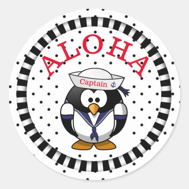 Aloha Penguin Runder Aufkleber (Vorderseite)