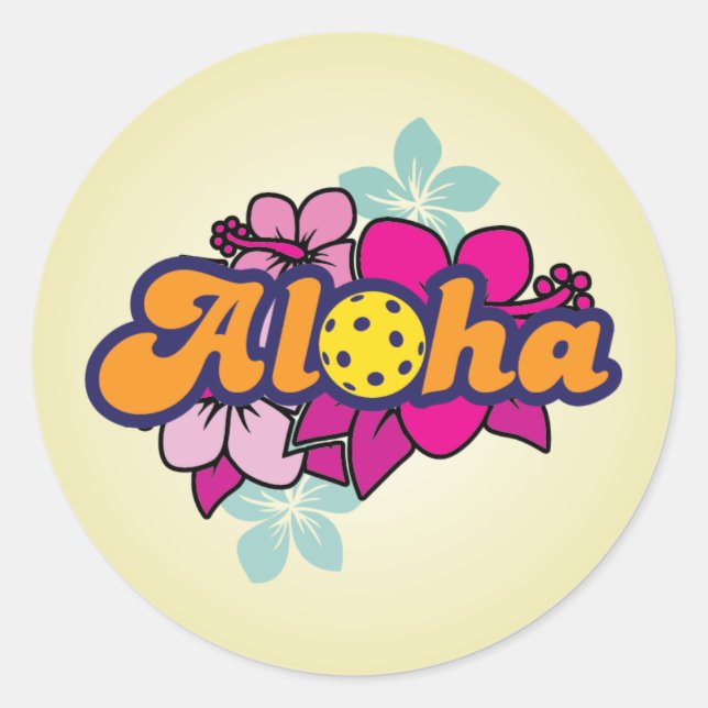 Aloha Pickleball Runder Aufkleber (Vorderseite)