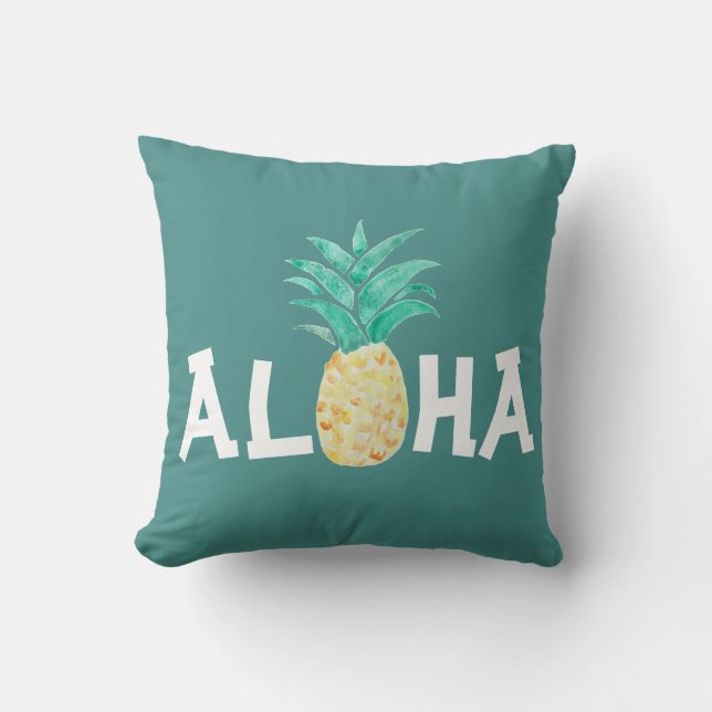 Aloha Pineape Aquarellmalerei Pillow Kissen (Vorderseite)