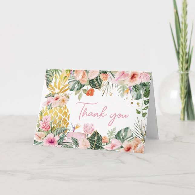Aloha Pineaple Baby Dusche Dankeskarte (Vorderseite)
