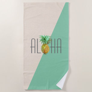 Aloha Pineaple-Darstellung geometrischer Hintergru Strandtuch