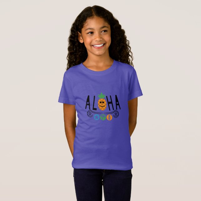 Aloha Pineaple Design - Girls' Fine Jersey T-Shir T-Shirt (Vorne ganz)