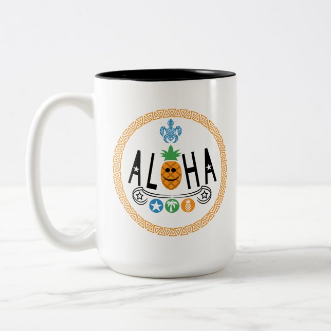 Aloha Pineaple Design - Zwei-Tone-Tasse Zweifarbige Tasse (Links)