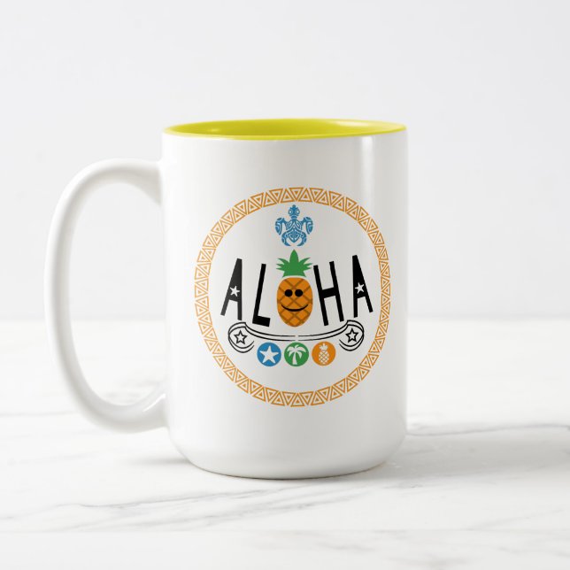 Aloha Pineaple Design - Zwei-Tone-Tasse Zweifarbige Tasse (Links)