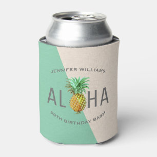 Aloha Pineaple, Linen Texture 50. Geburtstagsbash Dosenkühler