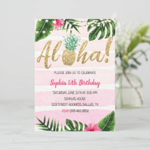 Aloha Pineaple Pink zum Geburtstag Einladung