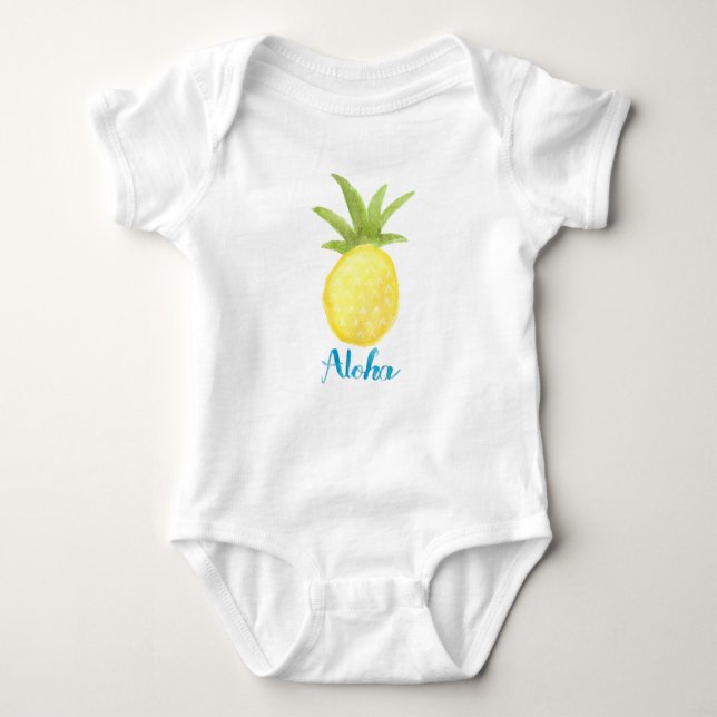 Aloha Pineappa Wasserfarbe Säugling Shirt (Vorderseite)