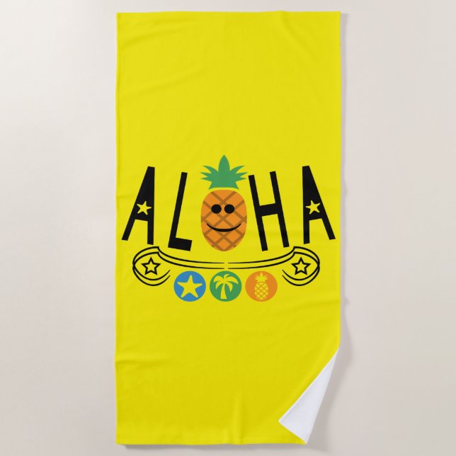 Aloha Pineappdesign - Strandtuch (Vorderseite)