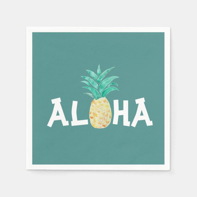 Aloha Pineappel Tropical Party Paper Napkin Serviette (Vorderseite)