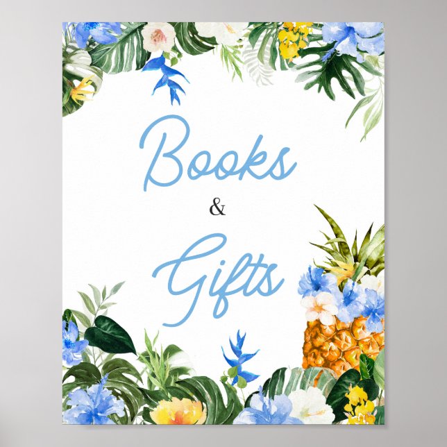Aloha Pineapple Baby Shower Books and Gifts Sign Poster (Vorne)