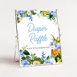 Aloha Pineapple Baby Shower Diaper Raffle Sign Poster