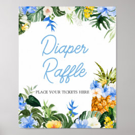 Aloha Pineapple Baby Shower Diaper Raffle Sign Poster
