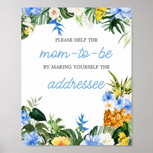 Aloha Pineapple Baby Shower Envelope Station Sign Poster (Vorne)